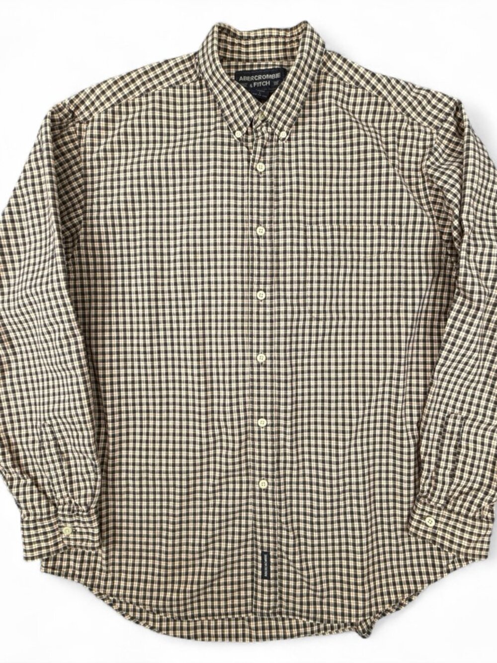 Abercrombie Fitch Mens Vintage 90s Plaid Shirt L Brown Cotton